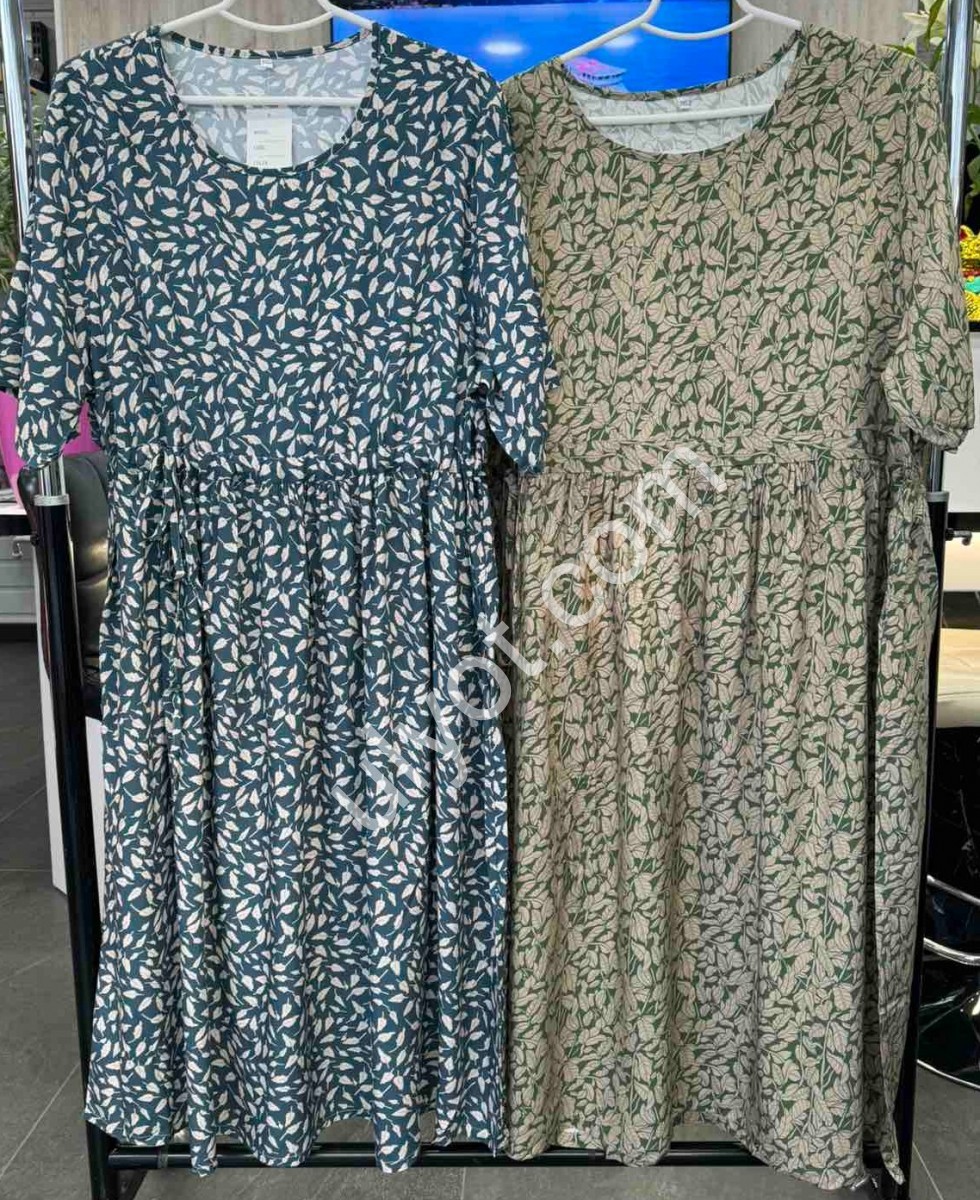 Фото 2 СУКНЯ JJF (XL-4XL) СІРО-ЗЕЛЕНИЙ +ЛИСТ