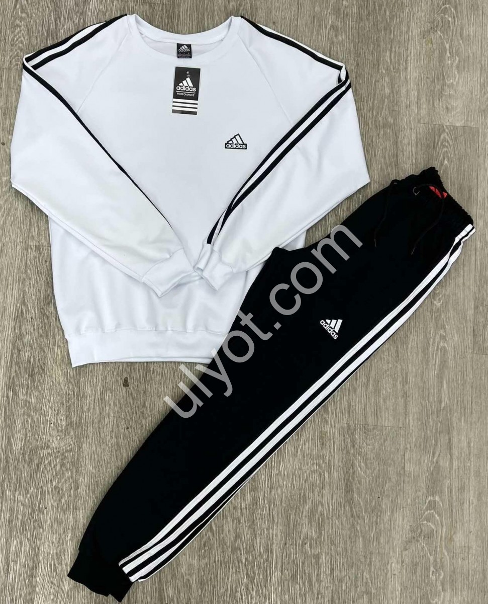 СПОРТ.КОСТЮМ A01 (M-3XL) МАНЖЕТ БЕЛЫЙ+ЧЕРНЫЙ 293-209