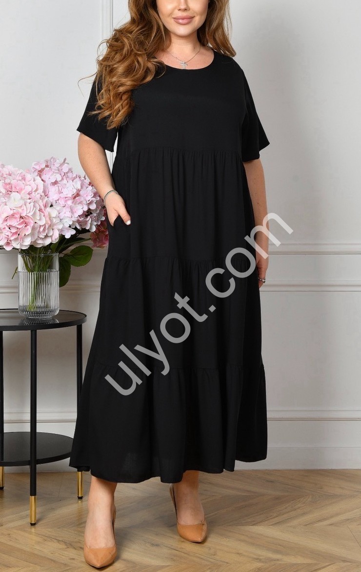 ПЛАТЬЕ (2XL-4XL) ЧЕРНЫЙ A09