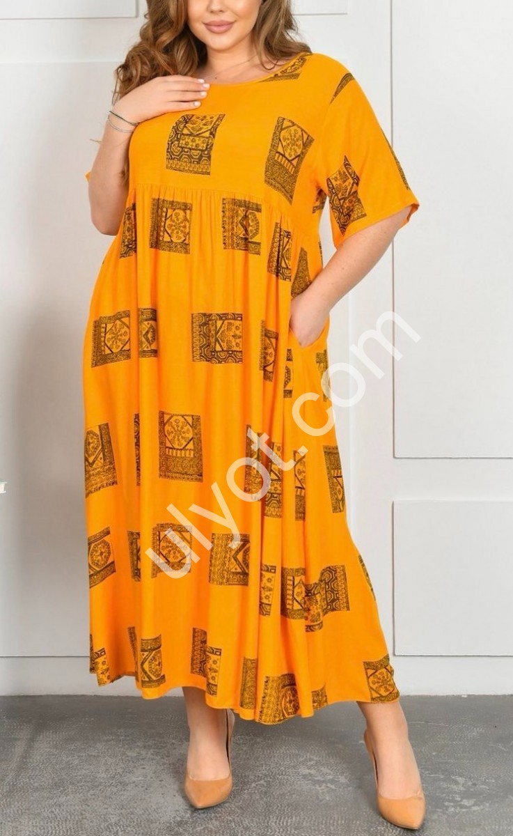 ПЛАТЬЕ (2XL-4XL) ОРАНЖЕВЫЙ A5-2