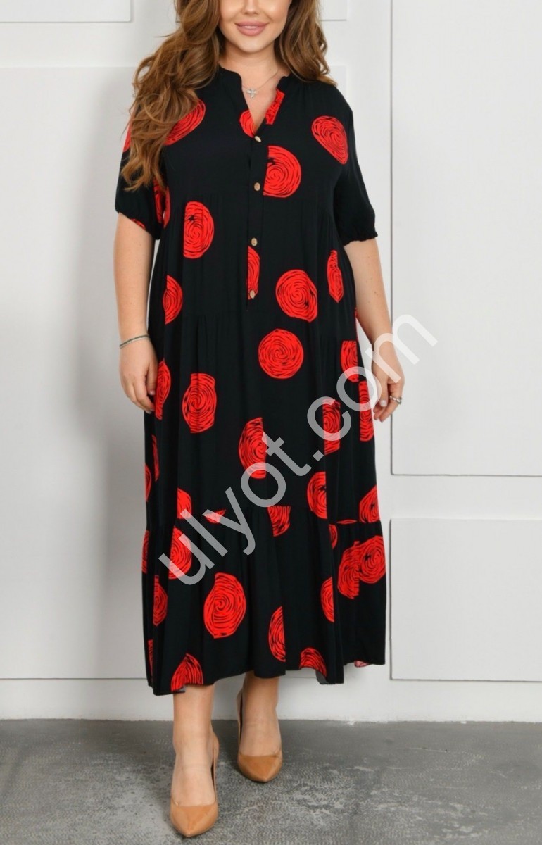 ПЛАТЬЕ (2XL-4XL) ЧЕРНЫЙ+КРАСНЫЙ A10-1