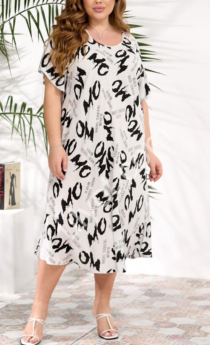 ПЛАТЬЕ (3XL-6XL) БЕЛЫЙ+ЧЕРНЫЙ 888