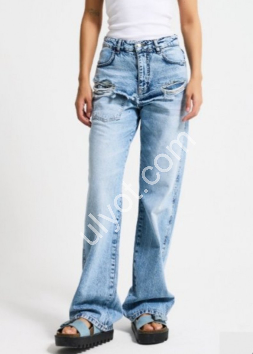 ДЖИНСЫ IT'S BASIC (34-42) ГОЛУБОЙ 4839/12s6/27