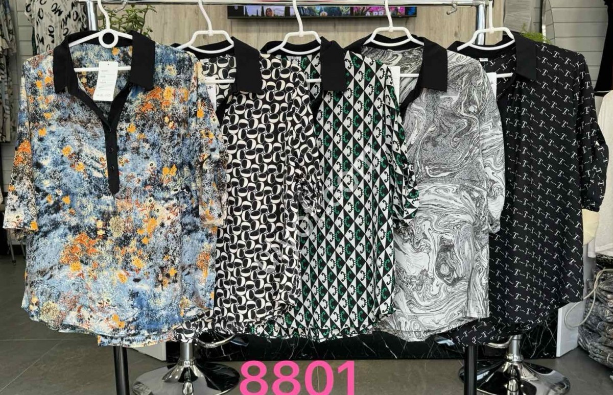 Фото 2 БЛУЗКА JJF (3XL-6XL) РОЗЛУЧЕННЯ СІРИЙ 8801