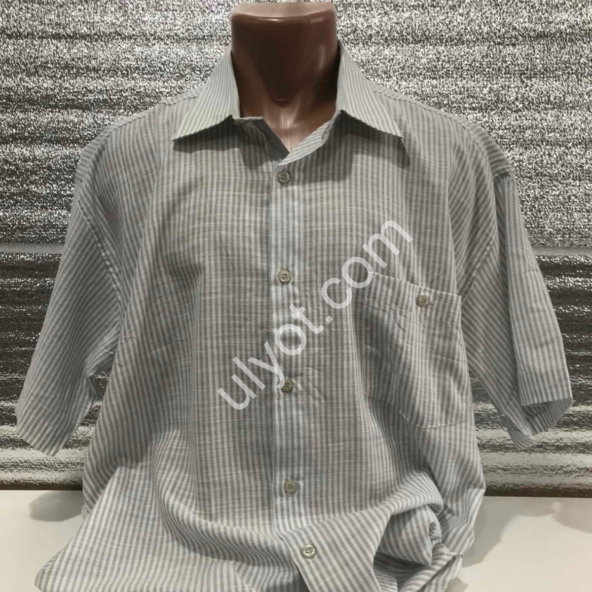 РУБАШКА EMRE (3XL-5XL) ПОЛОСКИ СВ.СЕРЫЙ 0700
