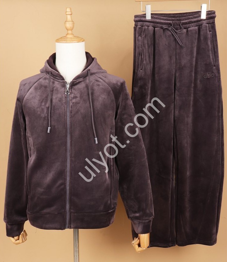КОСТЮМ JJF (L-4XL) МЕХ ПРЯМОЙ ЧЕРНЫЙ 7001