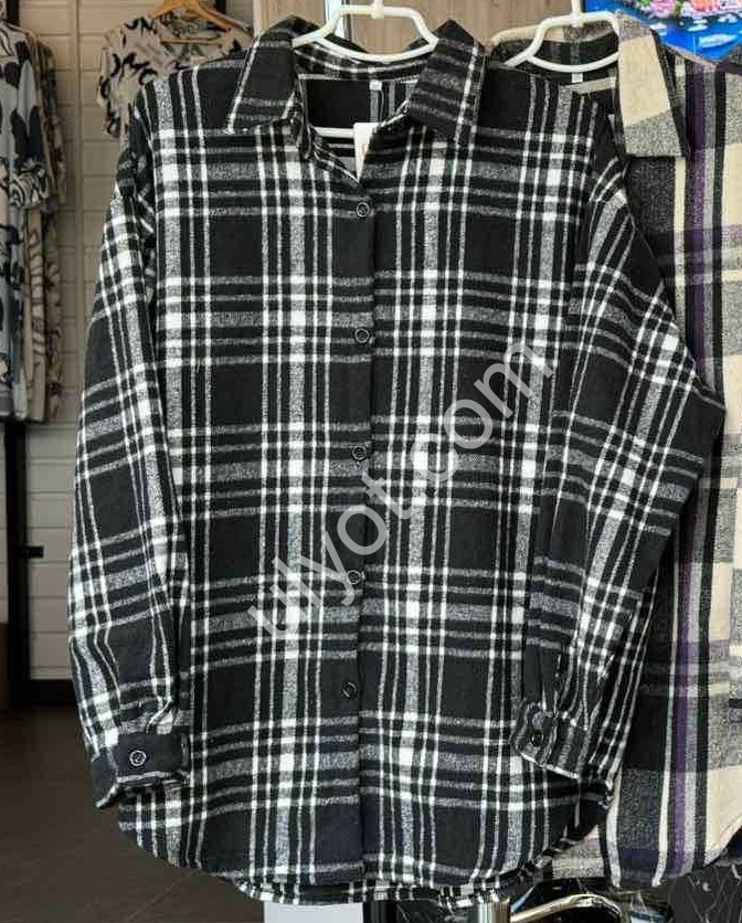 Сорочка JJF (3XL-6XL) ЧОРНИЙ+БІЛИЙ 7765