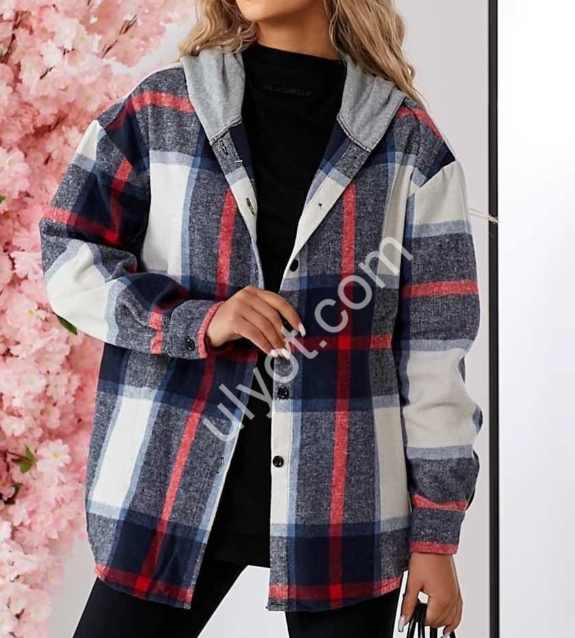 Сорочка з капюшоном (XL-4XL) СІРИЙ + ЧЕРВОНИЙ + БЛАКИТНИЙ 7732
