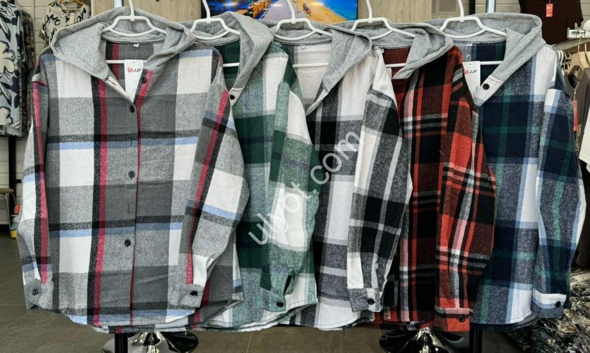 Фото 1 РУБАШКА С КАПЮШОНОМ (XL-4XL) СЕРЫЙ+КРАСНЫЙ+ГОЛУБОЙ 7732