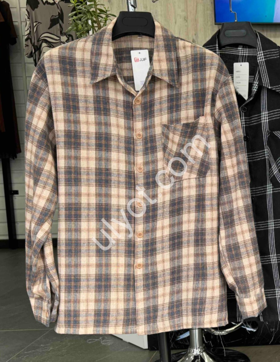 Сорочка (XL-4XL) Т.СІРИЙ+ЧОРНИЙ 7761
