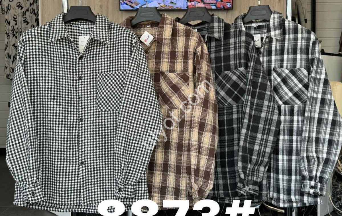 РУБАШКА (XL-4XL) КЛЕТКА БЕЖ+ШОКОЛАД 8873