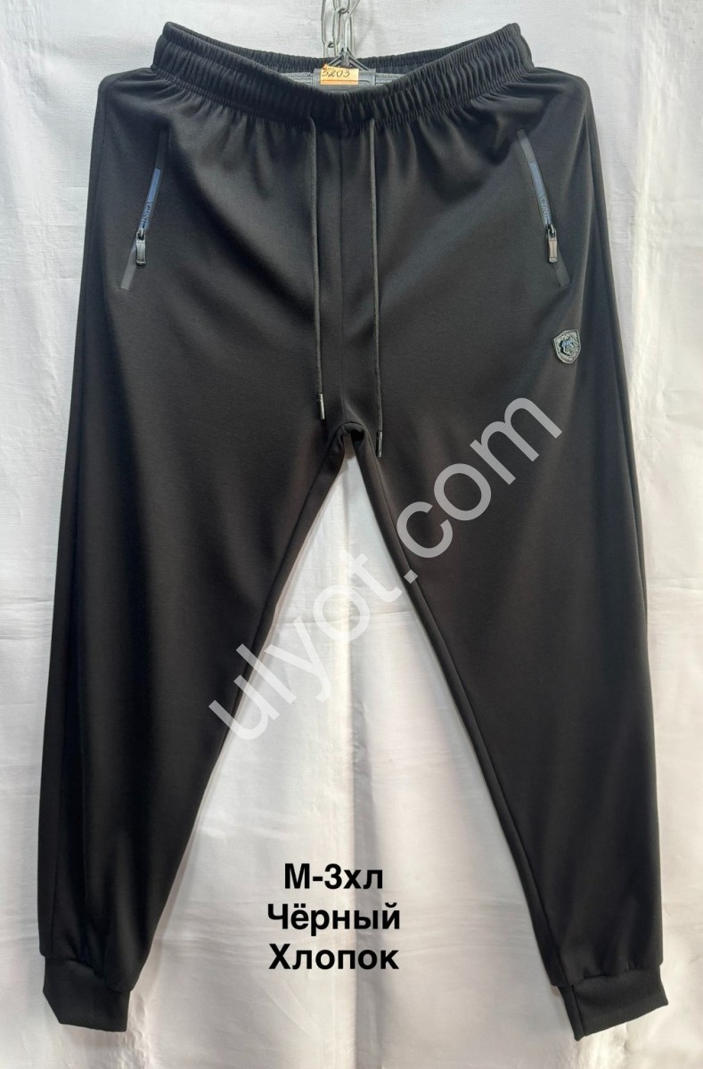 СПОРТ.ШТАНЫ (M-3XL) МАНЖЕТ ЧЕРНЫЙ 2553