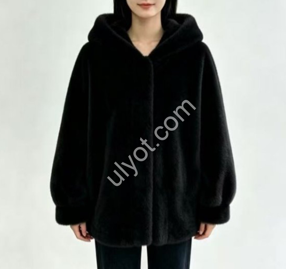 ПОЛУШУБОК (L-2XL) ЧЕРНЫЙ 1306