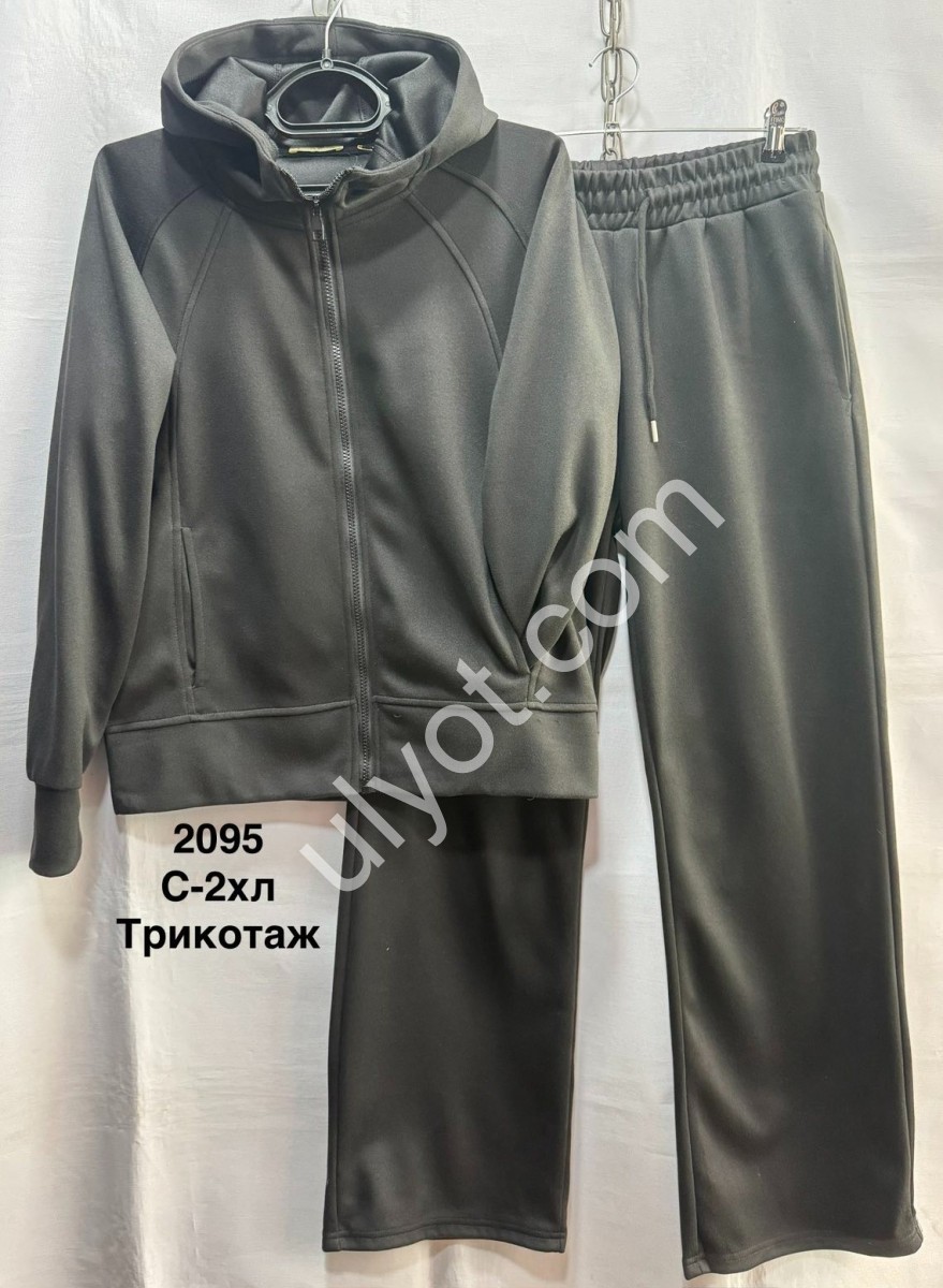 СПОРТ.КОСТЮМ (S-2XL) ПРЯМОЙ ЧЕРНЫЙ 2095