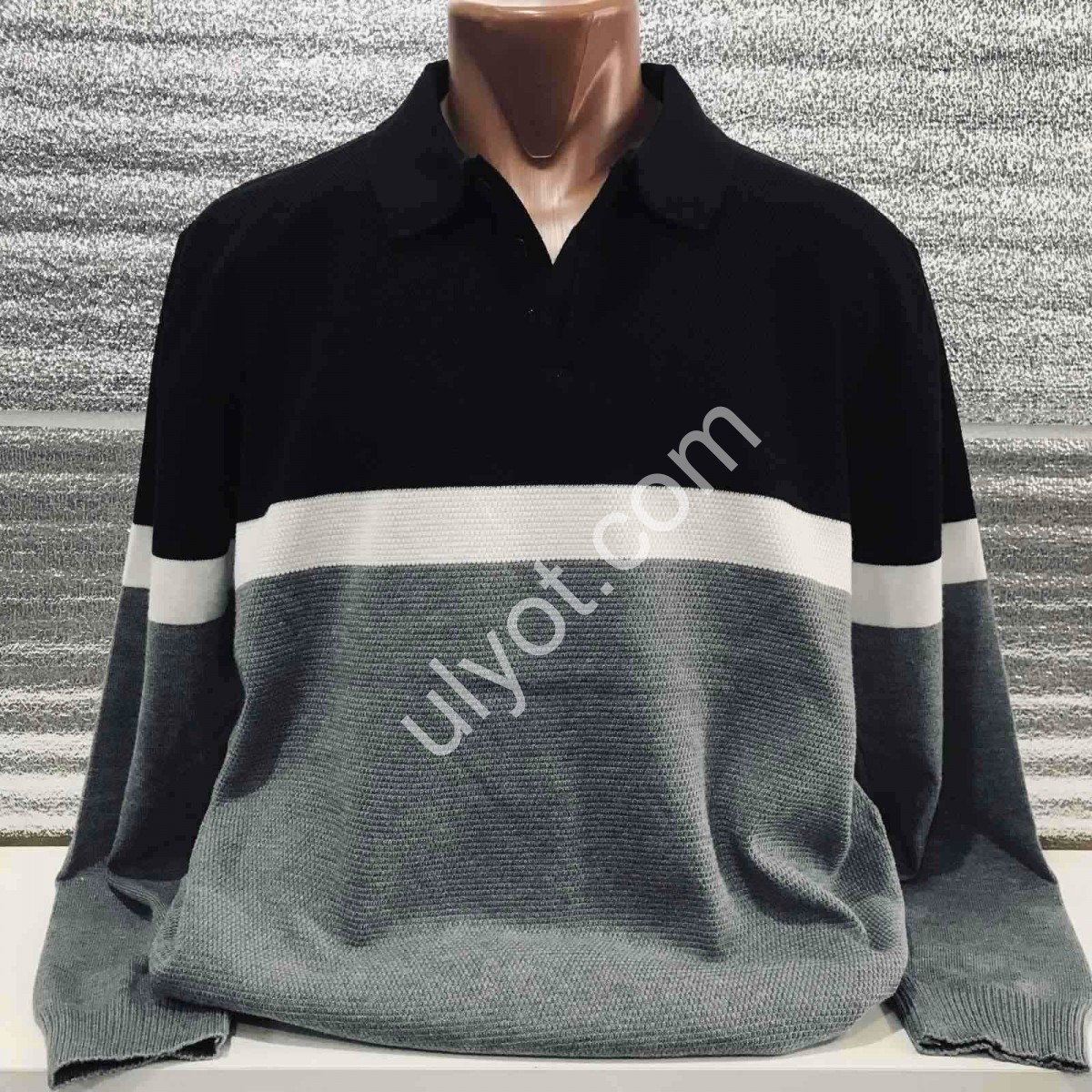 СВИТЕР MJ (M-2XL) ЧЕРНЫЙ+СЕРЫЙ 150