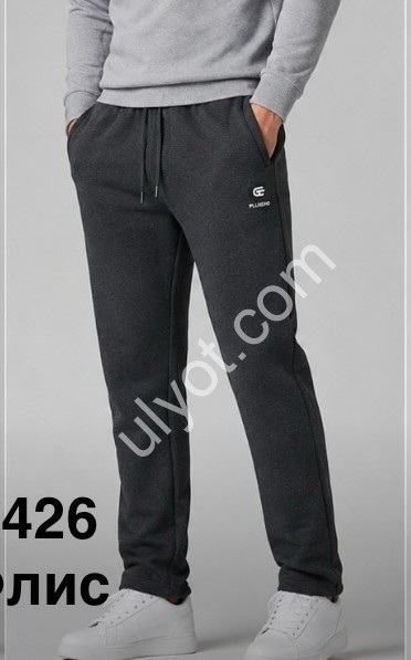 СПОРТ.ШТАНЫ (XL-5XL) ФЛИС МАНЖЕТ СЕРЫЙ 2426