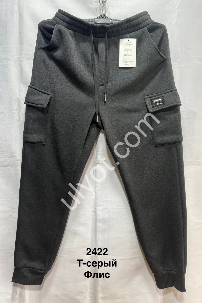 СПОРТ.ШТАНИ (XL-5XL) ФЛІС МАНЖЕТ Т.СІРИЙ 2422