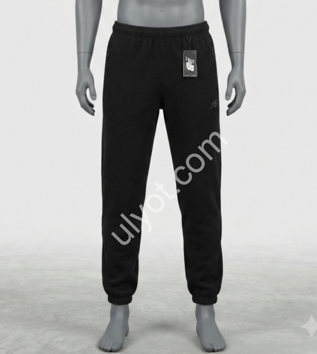 СПОРТ.ШТАНЫ NB02 (48-58) ФЛИС МАНЖЕТ ЧЕРНЫЙ 