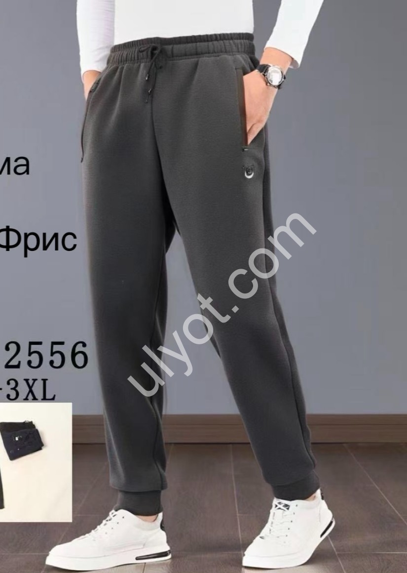 СПОРТ.ШТАНИ (M-3XL) ФЛІС МАНЖЕТ СІРИЙ 2556