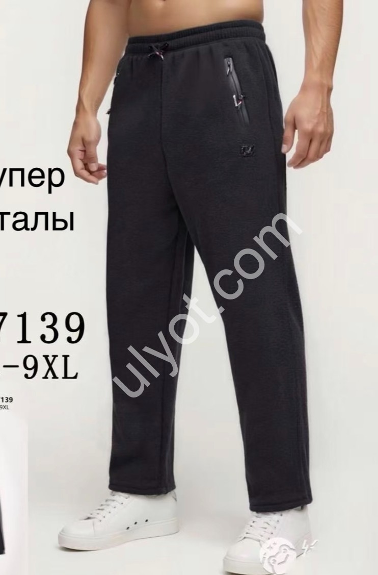 СПОРТ.ШТАНИ (5XL-9XL) ФЛІС ПРЯМИЙ ЧОРНИЙ 7139