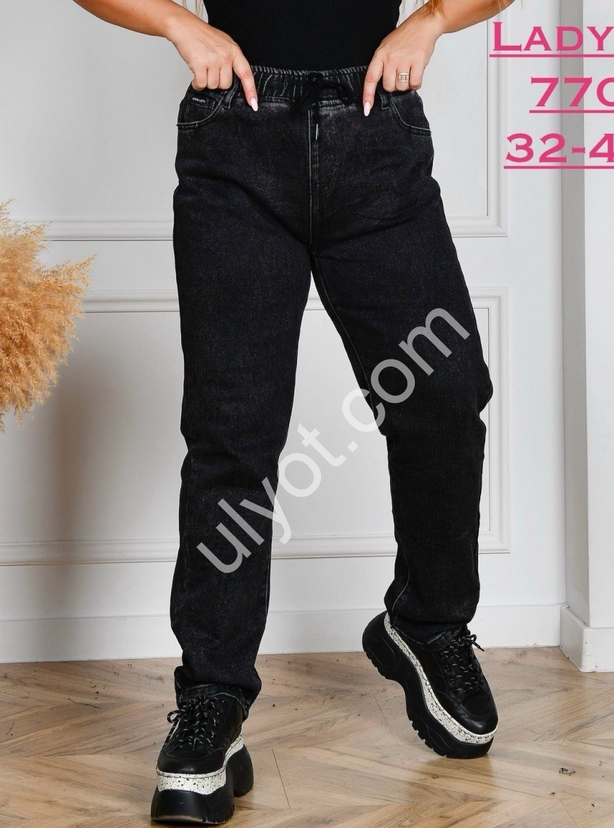 ДЖИНСЫ LADY N (32-42) Т.СЕРЫЙ 770