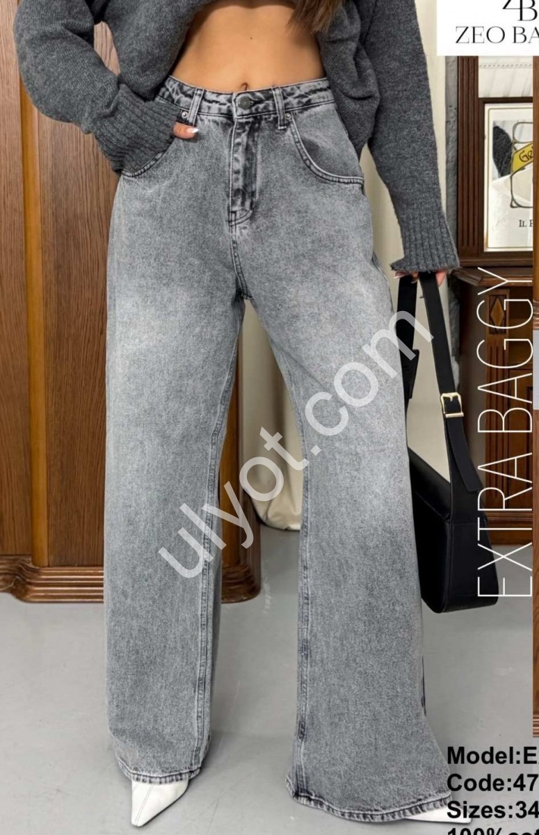 ДЖИНСЫ ZEO BASIC (34-42) СЕРЫЙ 4775