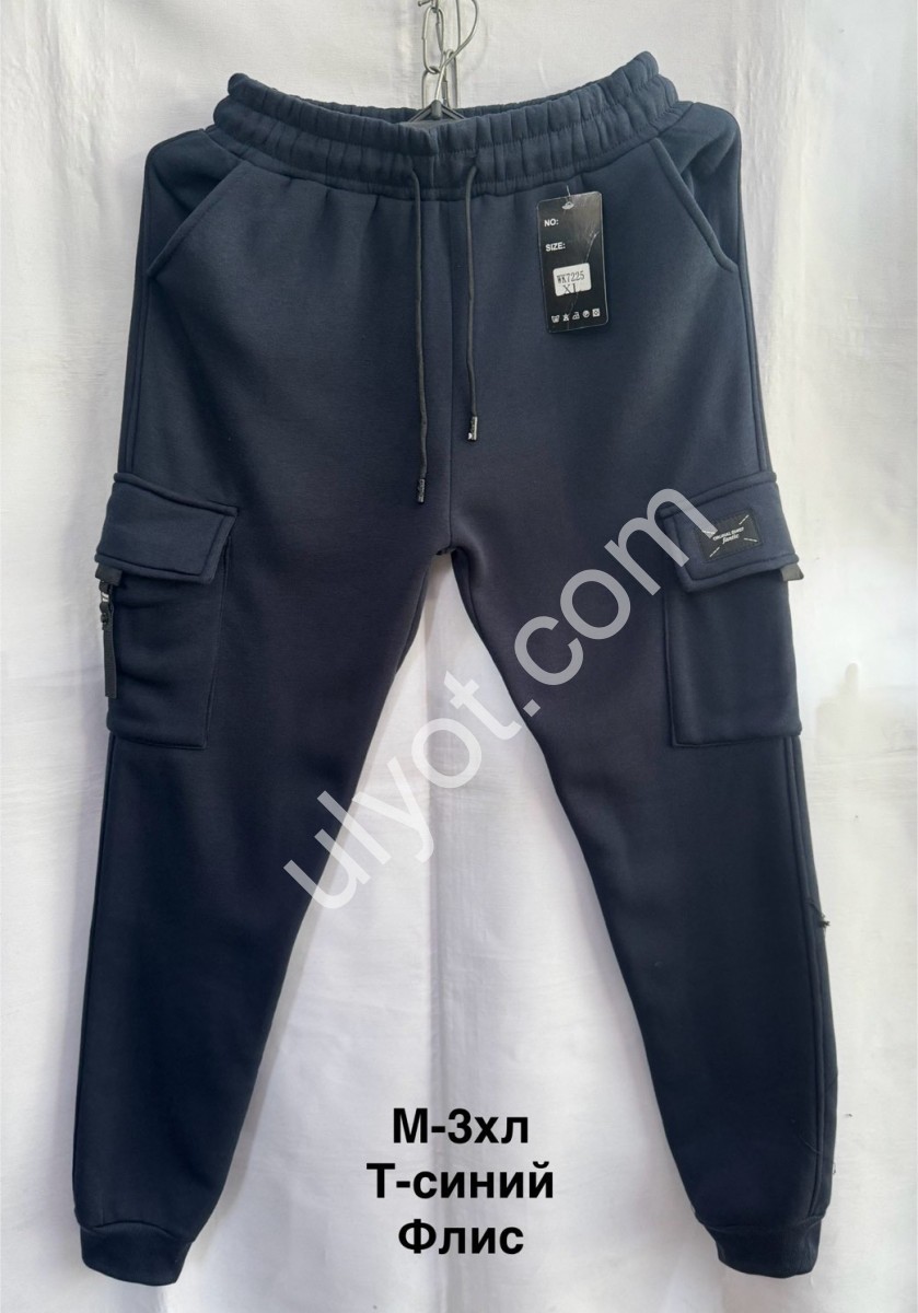 СПОРТ. ШТАНИ (M-3XL) ФЛІС МАНЖЕТ Т.СИНІЙ 7225