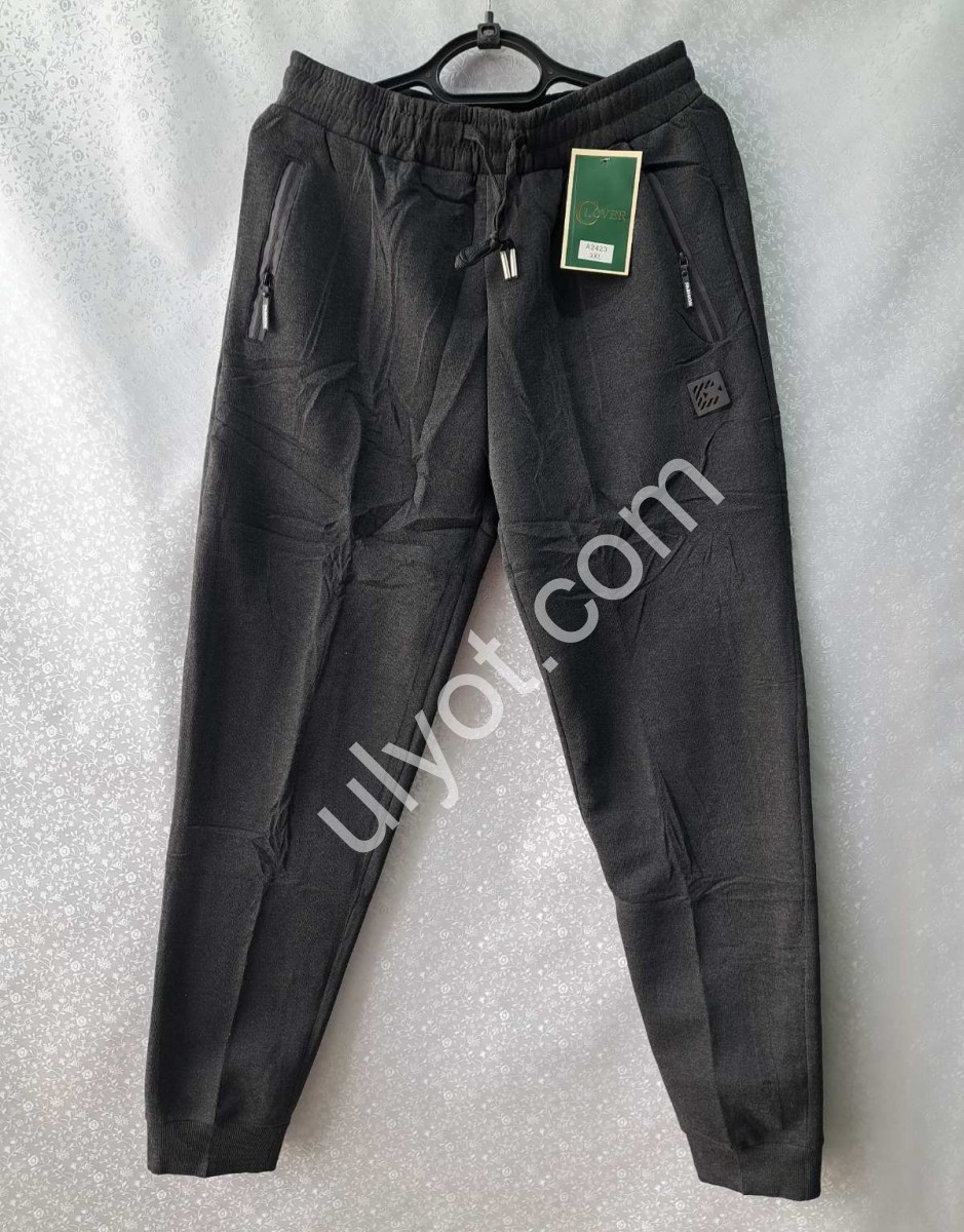 СПОРТ.ШТАНЫ (XL-5XL) ФЛИС МАНЖЕТ Т.СЕРЫЙ 2423