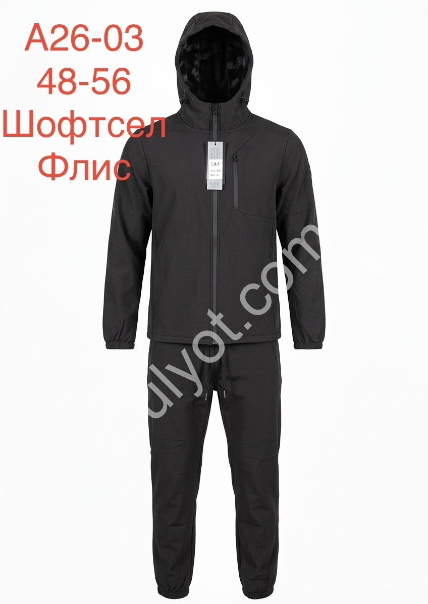 СПОРТ.КОСТЮМ (48-56) ФЛІС МАНЖЕТ ЧОРНИЙ A26-03