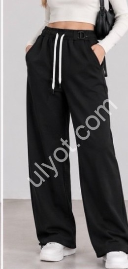 ШТАНИ (L-3XL) хутро пряме чорне 8812
