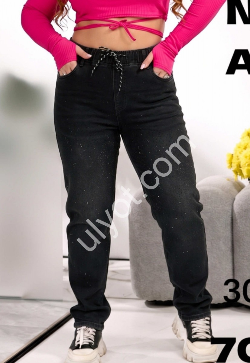 ДЖИНСЫ LIANA (30-36) КАМНИ ЧЕРНЫЙ 7001