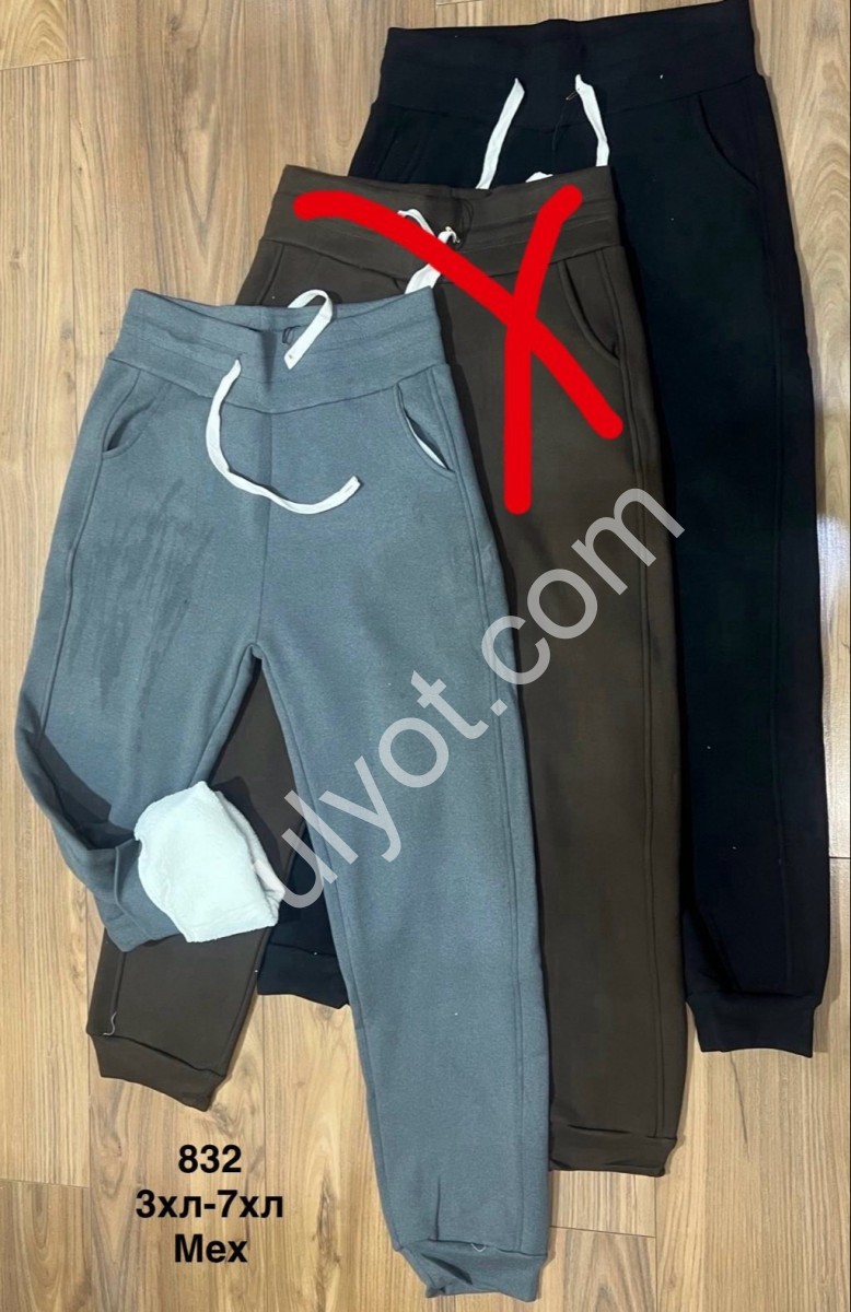 ШТАНЫ (3XL-7XL) МЕХ МАНЖЕТ ЧЕРНЫЙ 832