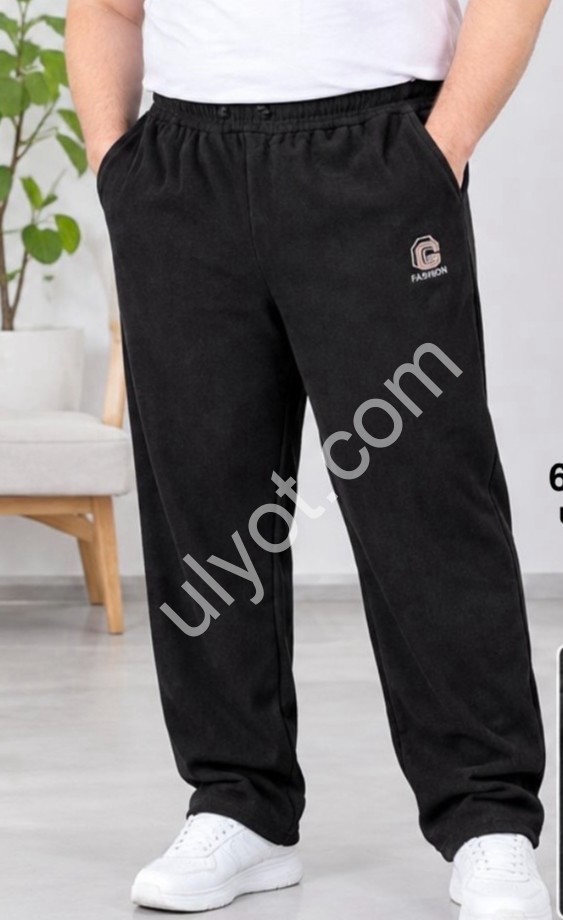 СПОРТ.ШТАНЫ (6XL-10XL) МЕХ ПРЯМОЙ ЧЕРНЫЙ 2433