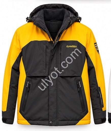 КУРТКА ТЕРМО (M-3XL) ЧОРНИЙ+ЖОВТИЙ 24011