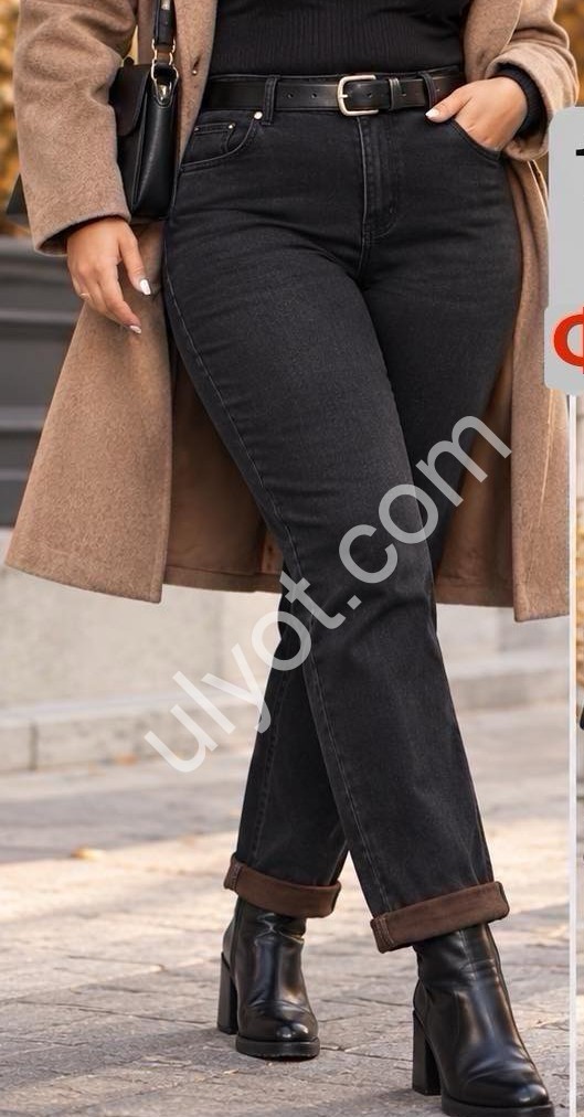 ДЖИНСЫ M.SARA (M-4XL) ФЛИС ЧЕРНЫЙ 1521-B