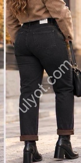 ДЖИНСЫ M.SARA (M-4XL) ФЛИС ЧЕРНЫЙ 1521-B