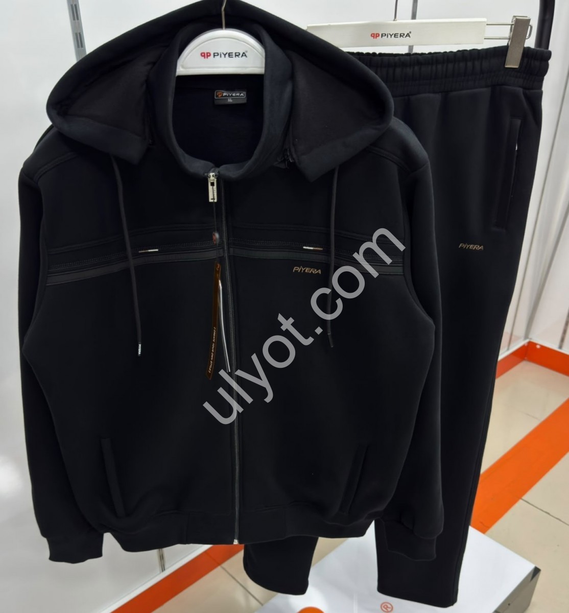 СПОРТ.КОСТЮМ PIYERA (XL-5XL) БАЙКА ПРЯМОЙ ЧЕРНЫЙ 5244