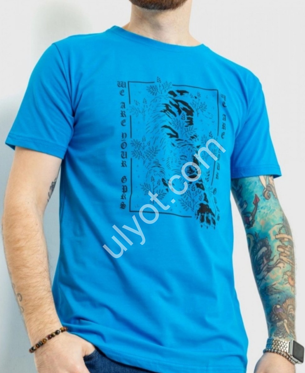 ФУТБОЛКА ПРИНТ (2XL-6XL) ГОЛУБОЙ 