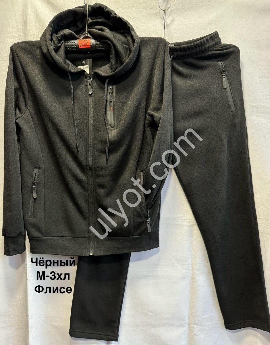 СПОРТ.КОСТЮМ (M-3XL) ПРЯМИЙ ЧОРНИЙ ФЛІС 6603