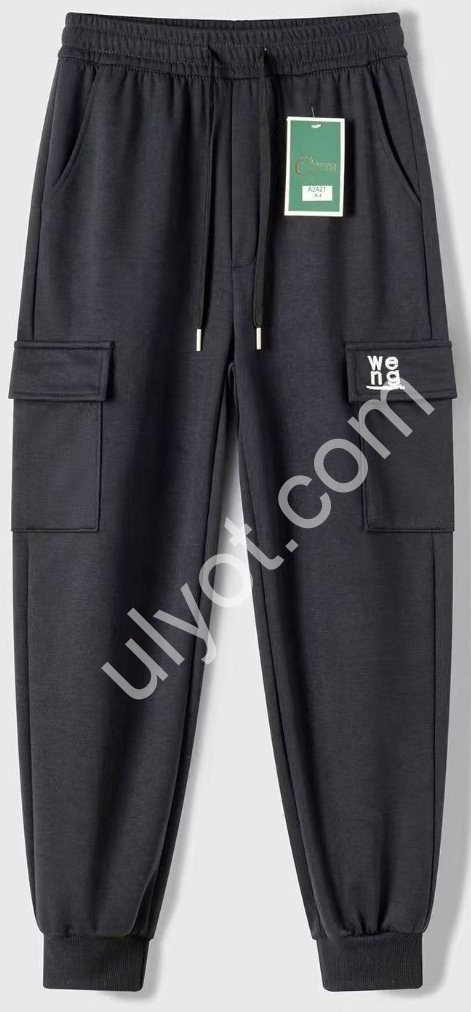СПОРТ. ШТАНИ (XL-5XL) МАНЖЕТ ЧОРНИЙ ФЛІС 2421