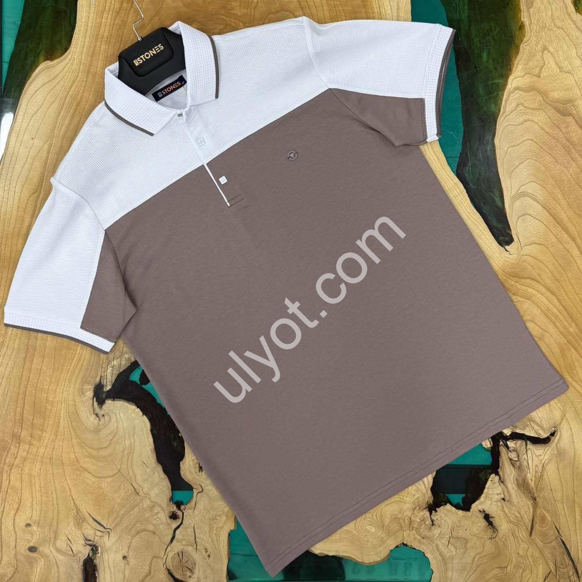 Фото 1 ФУТБОЛКА VIP STONES (M-2XL) БЕЛЫЙ+Т.ГОРЧИЦА 5535