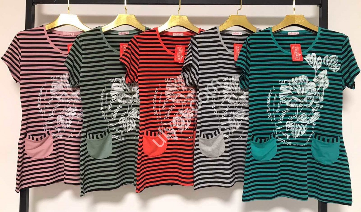 ФУТБОЛКА ПОЛОСКА/ЦВЕТОК (3XL-6XL) МИКС BB307