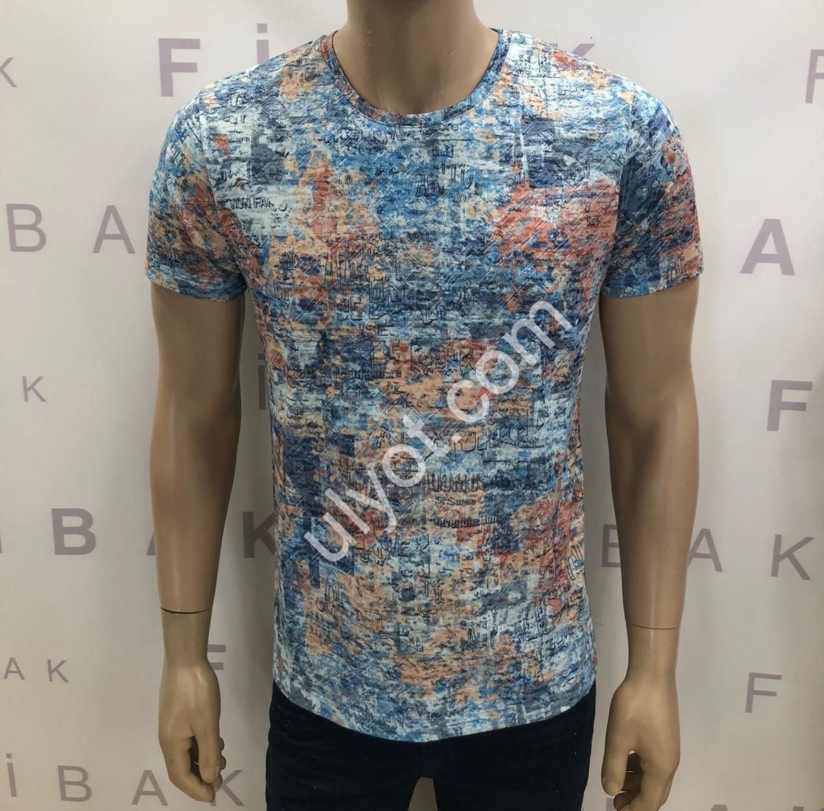 ФУТБОЛКА (M-2XL) СВ.СИНІЙ+ПІСКОВИЙ 4011