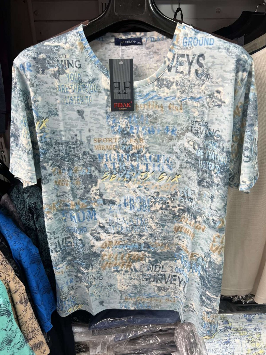 ФУТБОЛКА (2XL-5XL) СВ.СЕРЫЙ+ГОЛУБОЙ 8566