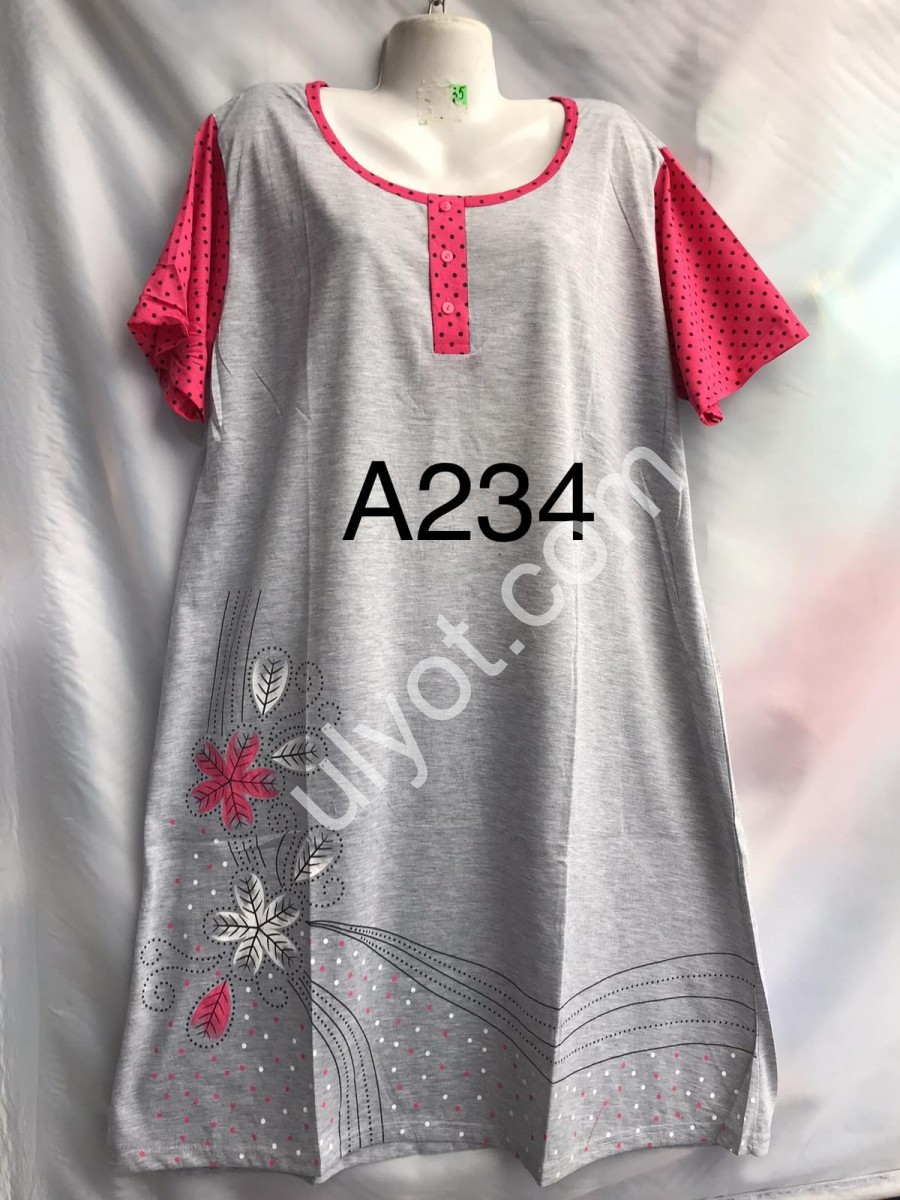 ПІЖАМА (5XL-7XL) СІРИЙ+РОЖОВИЙ A234