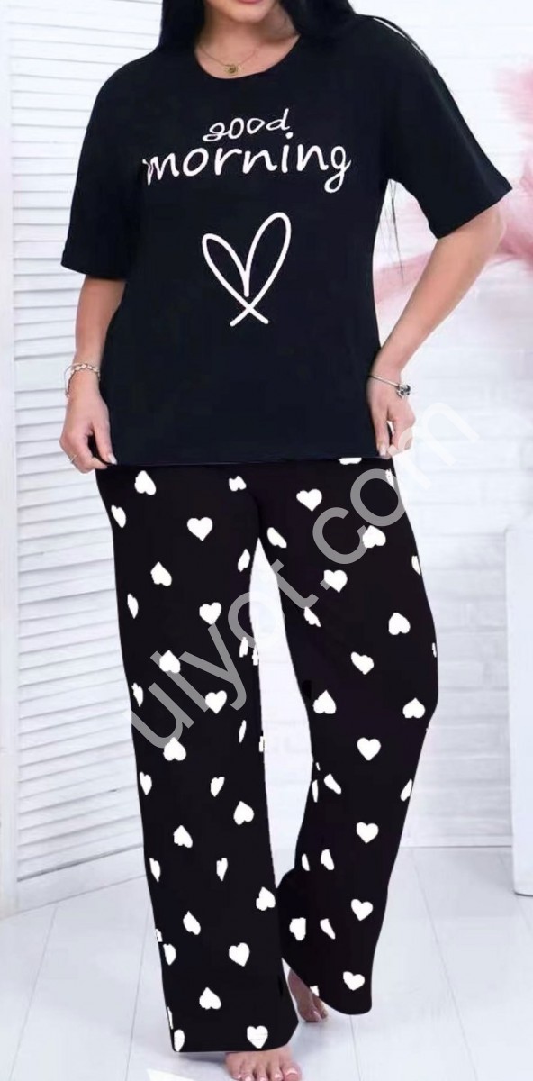 ПІЖАМА MORNING (XL-5XL) ЧОРНИЙ N500006