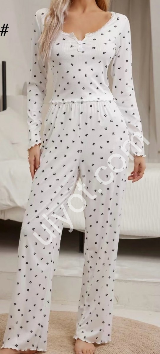 ПІЖАМА (S-XL) БІЛИЙ C0507