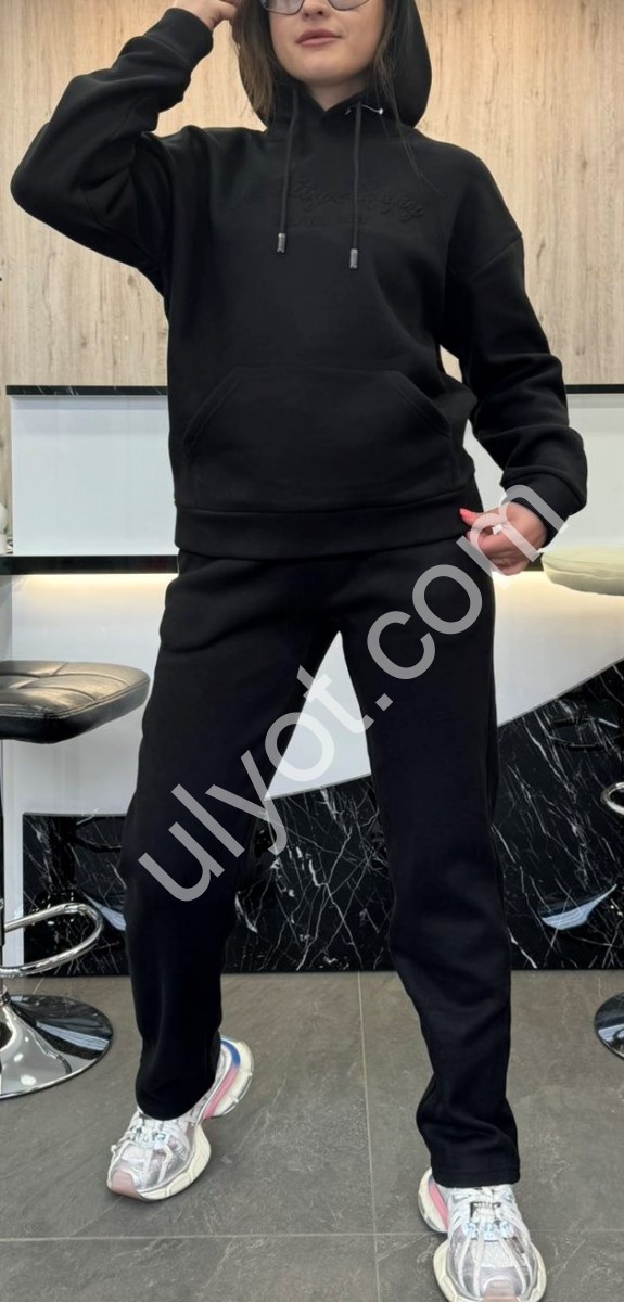 СПОРТ.КОСТЮМ (M-3XL) ПРЯМЫЕ ЧЕРНЫЙ МИКРОМЕХ 5020