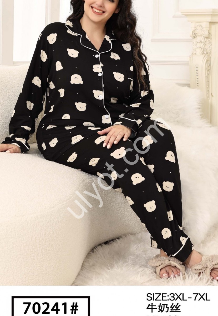 ПИЖАМА МИШКИ (3XL-7XL) ЧЕРНЫЙ 70241