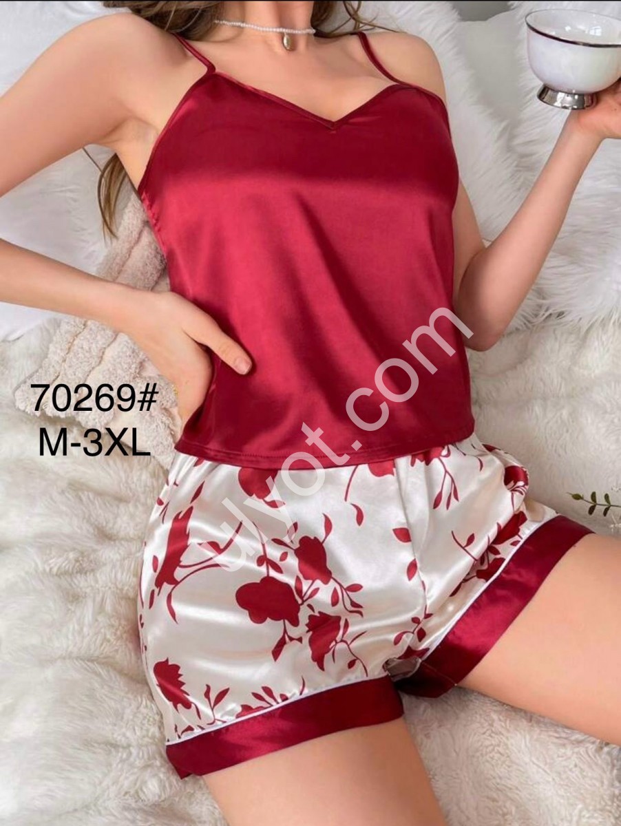 ПИЖАМА (M-3XL) ЦВЕТЫ 70269